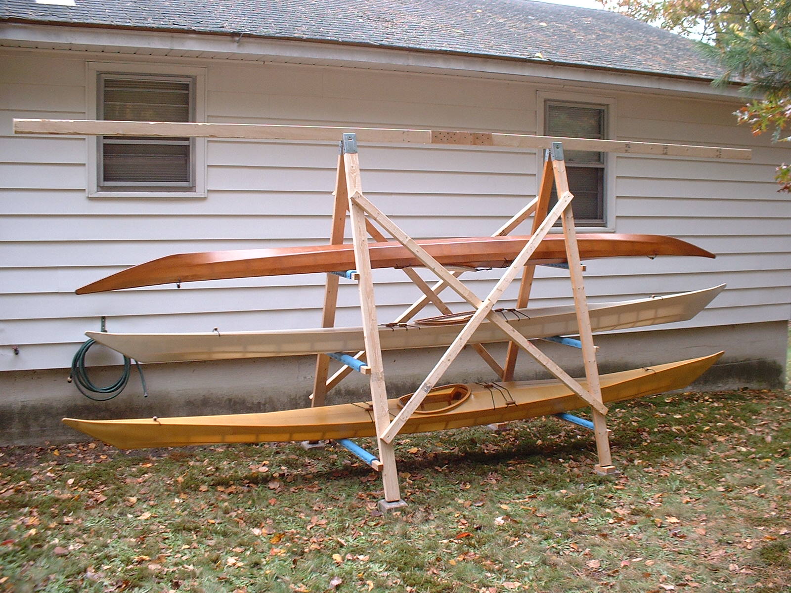 Backyard Diy Canoe Rack Summer Project Canoe Kayak Rack The Free Standing Design Allows You